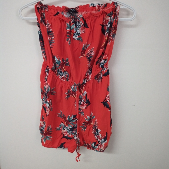 Orange wrap and orange floral strapless jumper - Picture 2 of 4